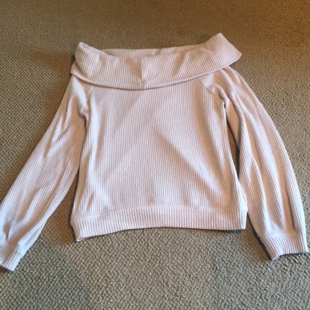 Off the shoulder long sleeve sweater